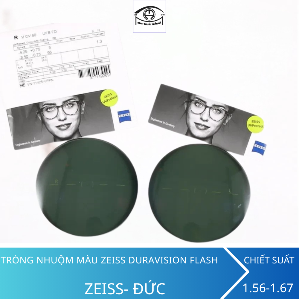 Tròng Cận Màu Tráng Gương ZEISS DuraVision Flash | Kính Thuốc Tuấn Hà