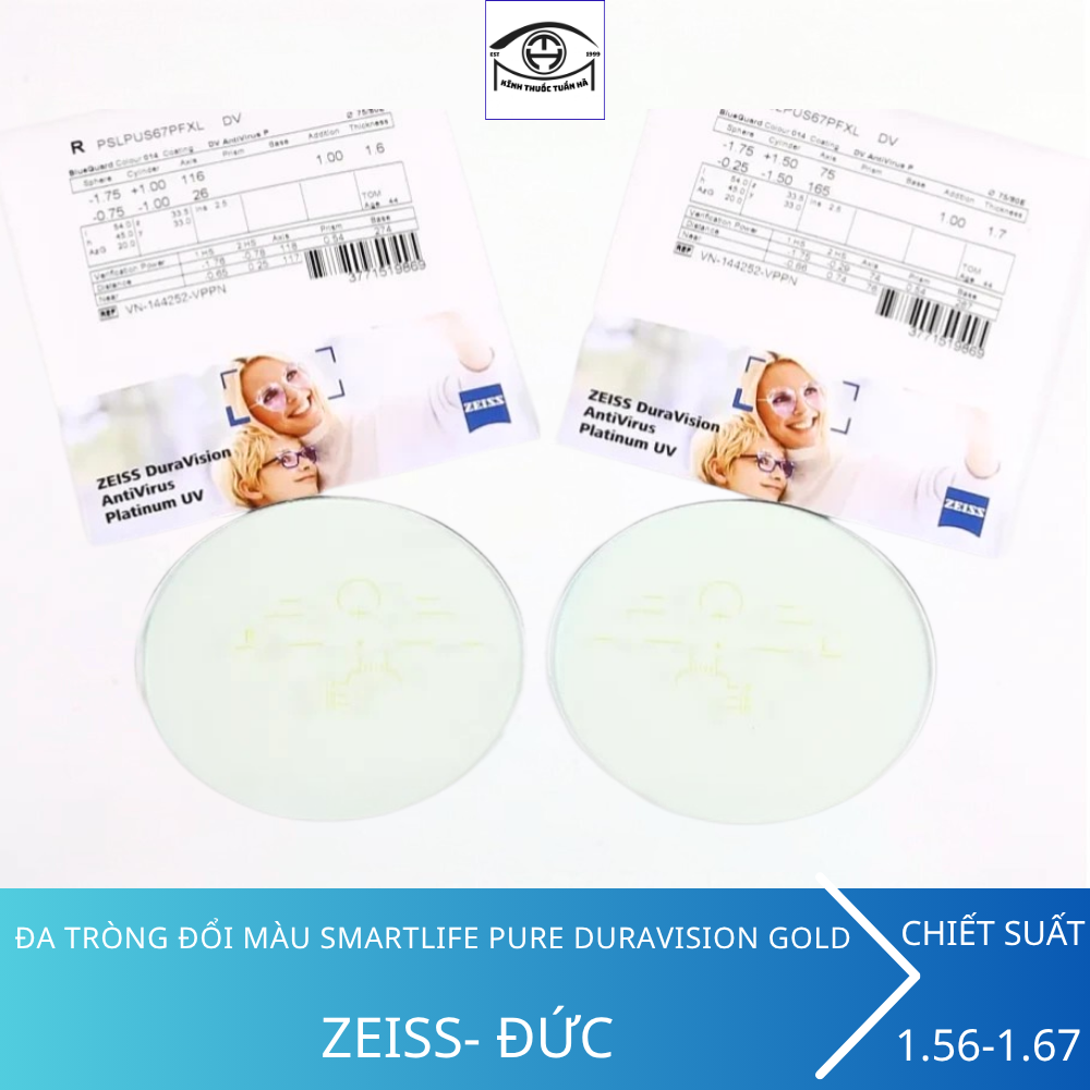 Kính Đa Tròng Đổi Màu ZEISS Progressive SmartLife PURE Chính Hãng