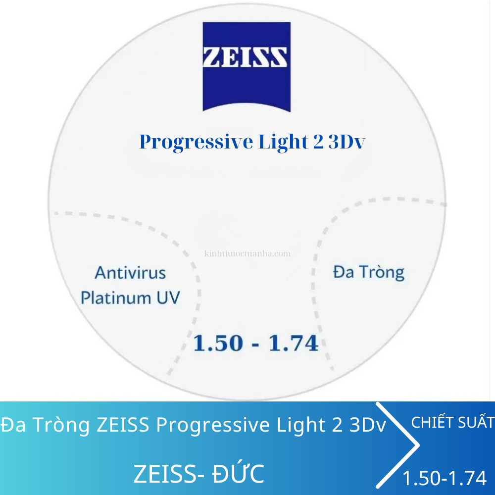 Tròng Kính Đa Tròng ZEISS Progressive Light 2 3Dv