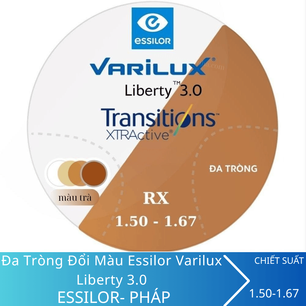 Kính Đa Tròng Đổi Màu Essilor Varilux Liberty 3.0 Transitions Xtractive