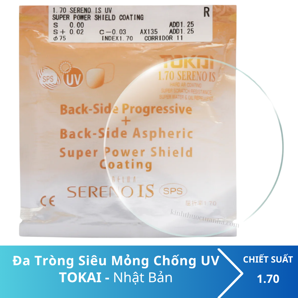 Kính Đa Tròng TOKAI 1.70 SERENO IS SPS UV400 Nhật Bản