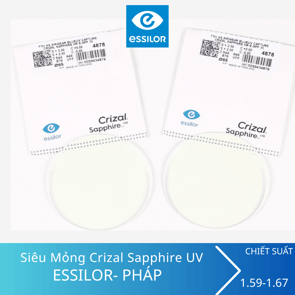 Tròng kính siêu mỏng Essilor Crizal Sapphire UV