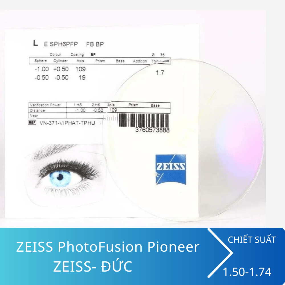Tròng đánh đổi màu ZEISS Single Vision PhotoFusion Pioneer