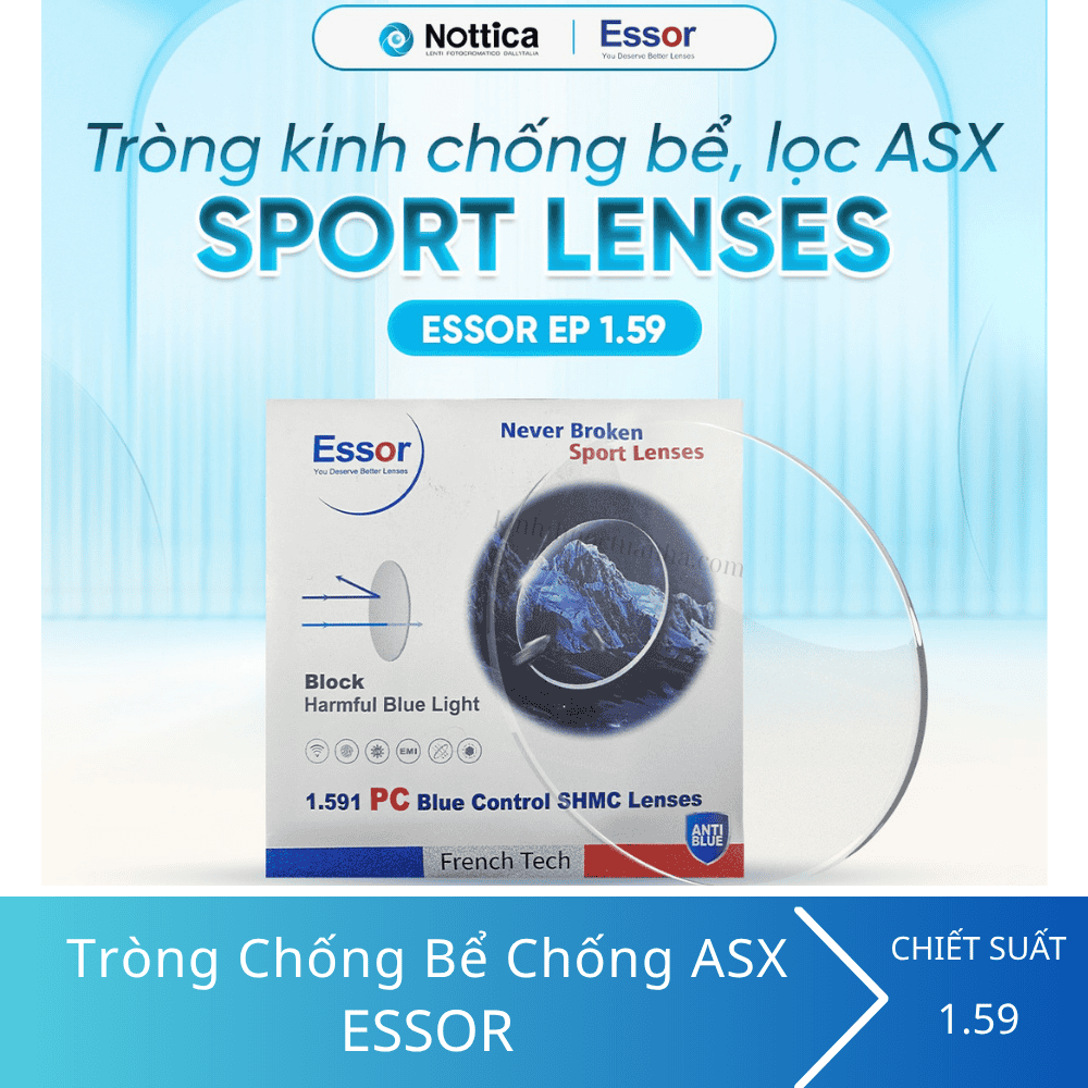 Tròng kính chống bể ánh sáng xanh ESSOR 1.59 PC BLUE