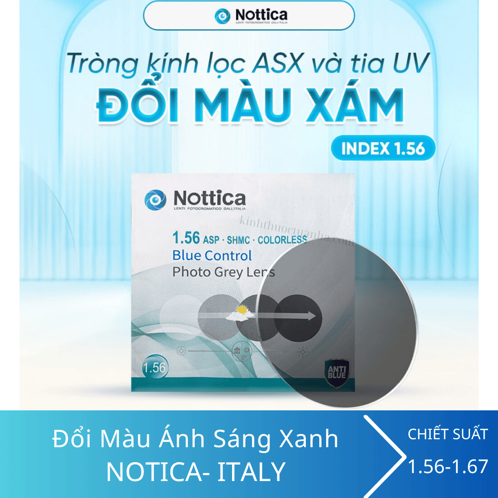 Tròng Kính Đổi Màu Chống Ánh Sáng Xanh Nottica