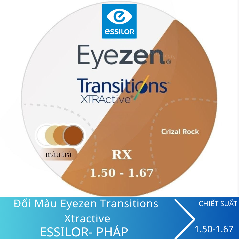 Tròng kính đổi màu Essilor Eyezen Transitions Xtractive