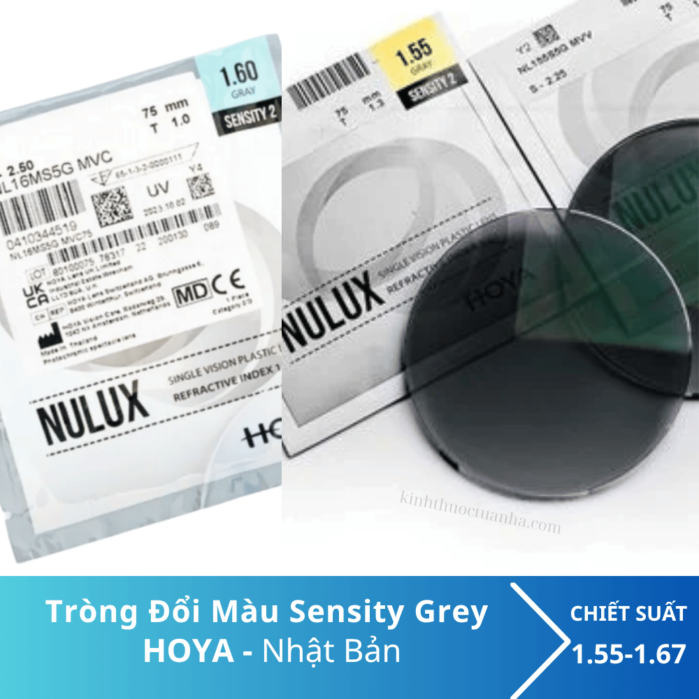 Tròng Kính Đổi Màu HOYA Sensity Grey