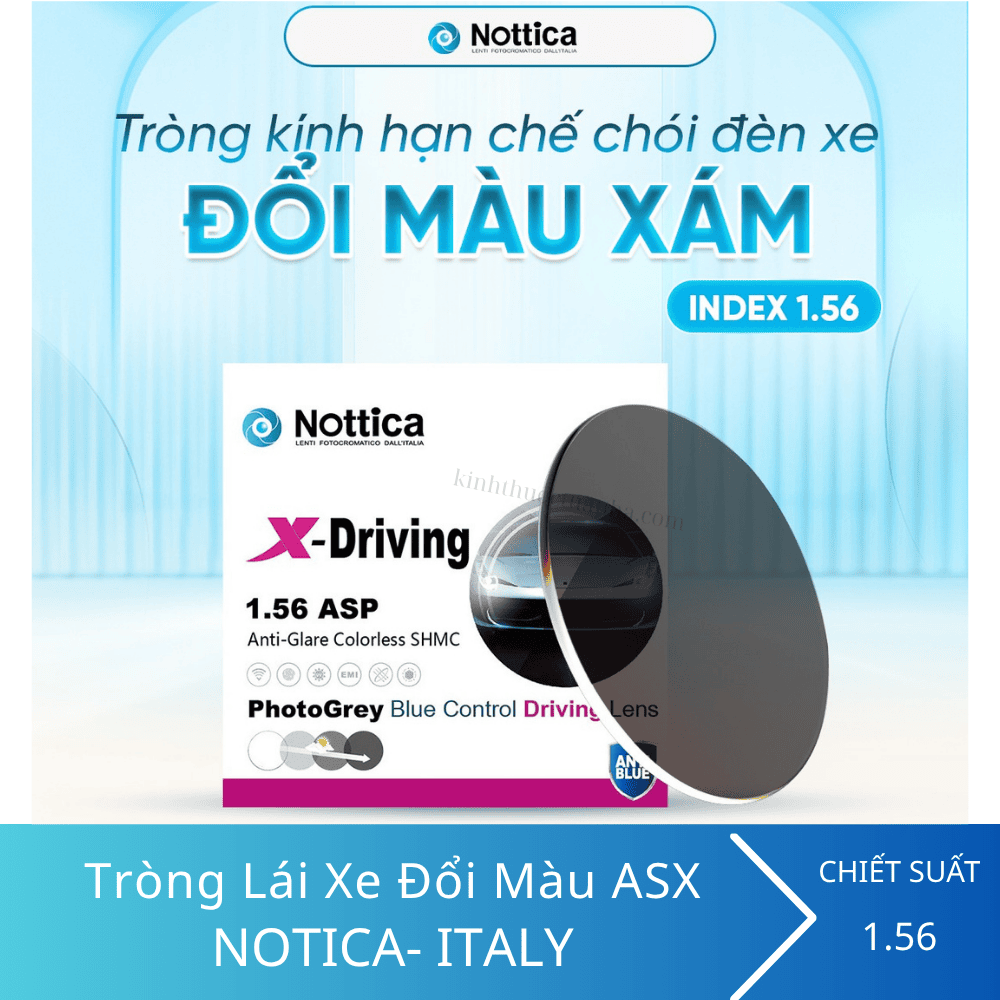 Tròng Kính Đổi Màu Lái Xe Nottica Blue Control Photo Grey Driving