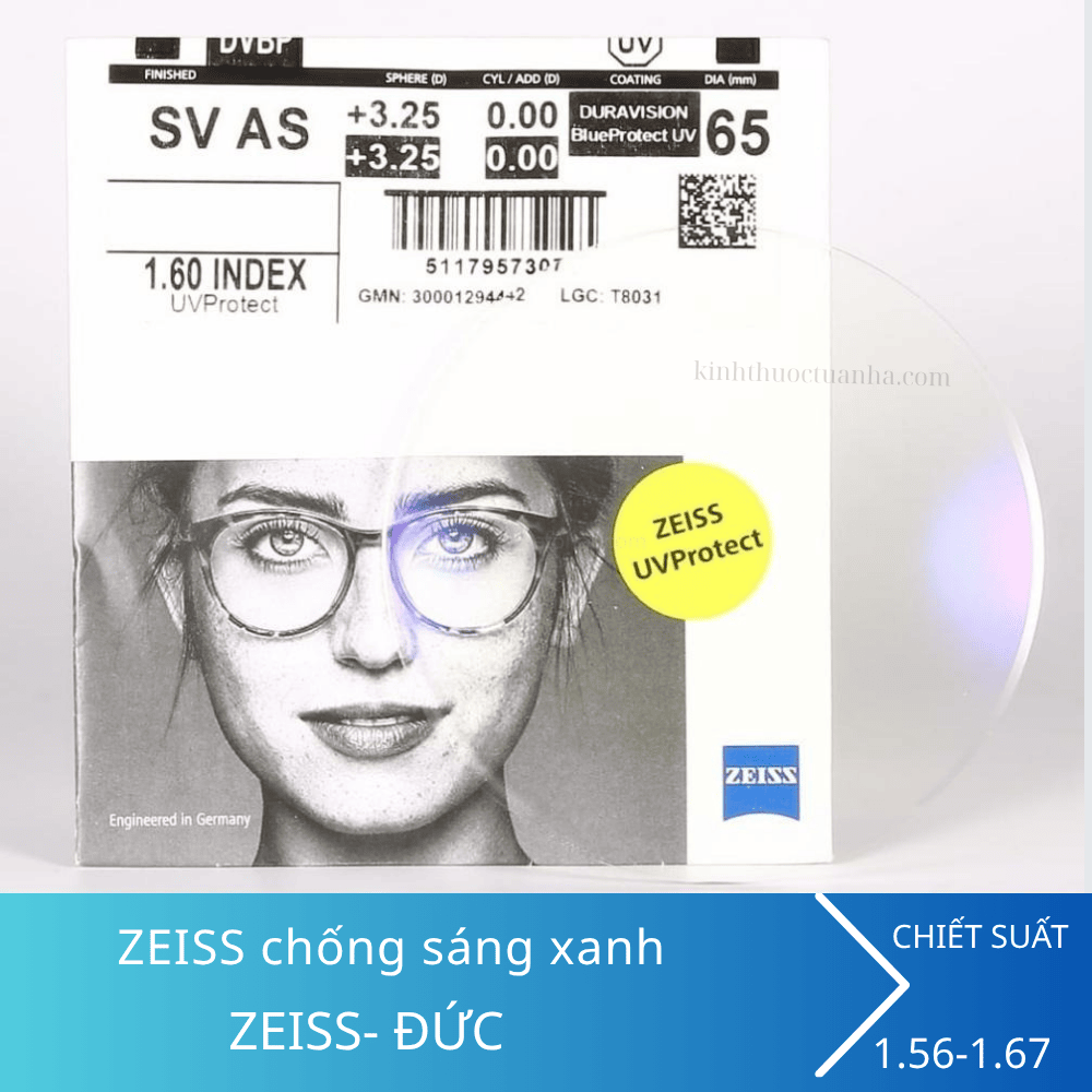 Tròng kính ZEISS DuraVision BlueProtect UV